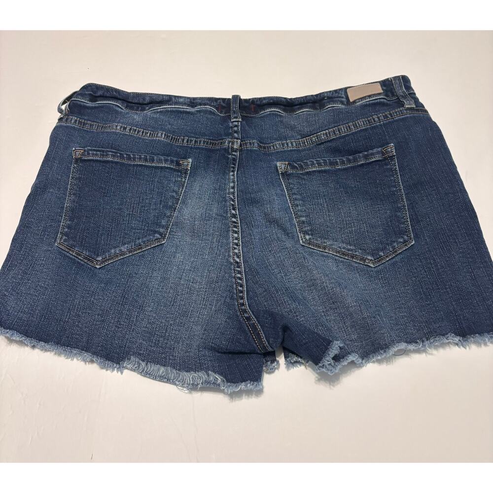 Dear John Denim Shorts Womens 33 Blue Mid Rise Stretch Raw Hem Casual - Picture 3 of 7